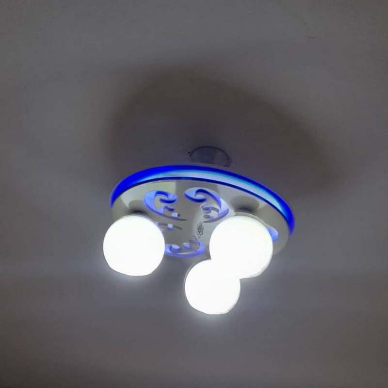 Mavi LED halkalı modern avize montajı – Mersin Akdeniz Ferhat Elektrik